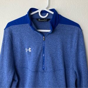 Under Armour Men’s Size Large Cold Gear 1/4 Zip Loose Fit Fleece Pullover Blue